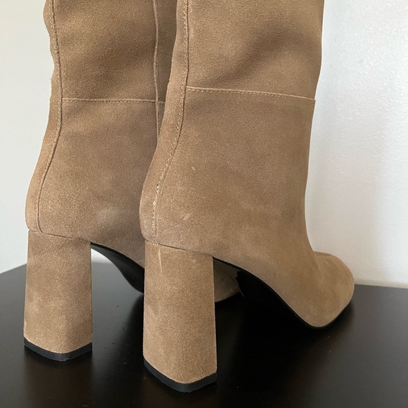 ZARA Sand Beige Brown knee High Heeled Suede Boots, Size 39. - Picture 6 of 9